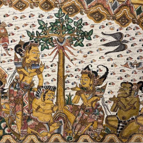 Large Vintage Indonesian Hand-Painted Wall Art, 1970s For Sale - Image 15 of 18