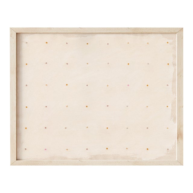 Cream and Pastel Dots Neutral Abstract Art Print, 24 X 32 Print in Wood Frame For Sale