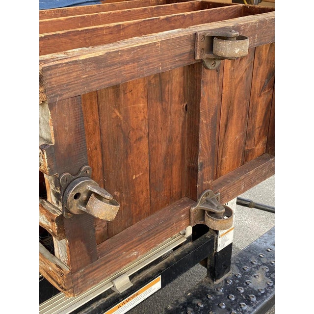 Antique Industrial Distress Gray Wooden Rolling Shelf Storage Cart Store Display For Sale - Image 11 of 12