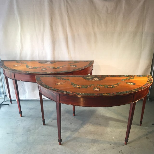 1920s Americana Satin Wood Handpainted Tables - a Pair For Sale - Image 13 of 13