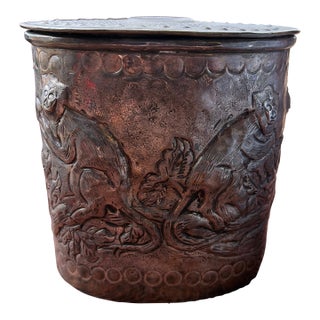 Antique European Repoussé Chased Metal Vessel For Sale