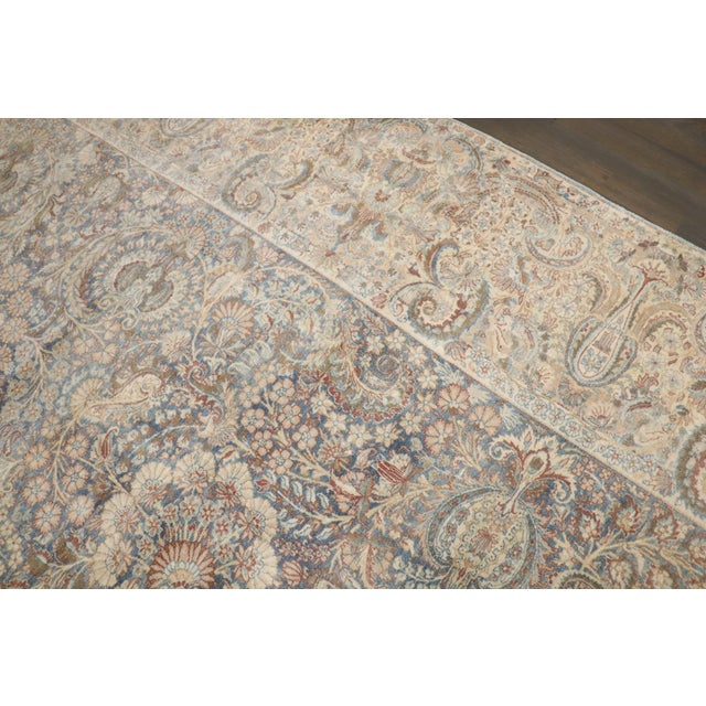 Persian Floral Antique Washed Persian Kerman rug no. j5328 For Sale - Image 3 of 11