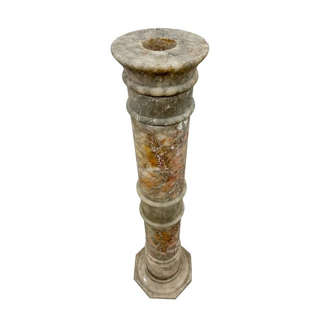 Antique Neoclassical Marble Column Pedestal Stands, Late 19th Century, Set of 2 For Sale - Image 4 of 13