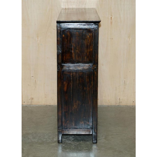 Antique Tibetan Chinese Deer & Flower Polychrome Painted Altar Sideboard For Sale - Image 15 of 18