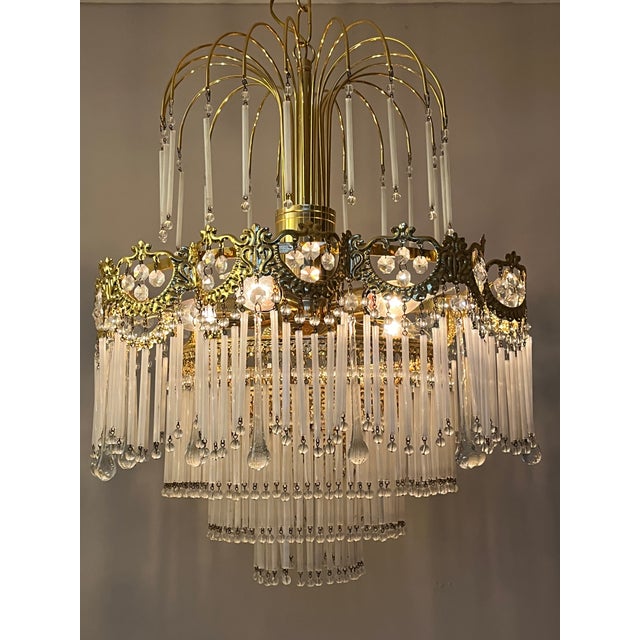 Italian Opaline Rod Chandelier, 1980s For Sale - Image 15 of 15