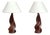 Sculptural Table Lamps in Mahogany by Claude Chauvy, France, 1950s, Set of 2 For Sale