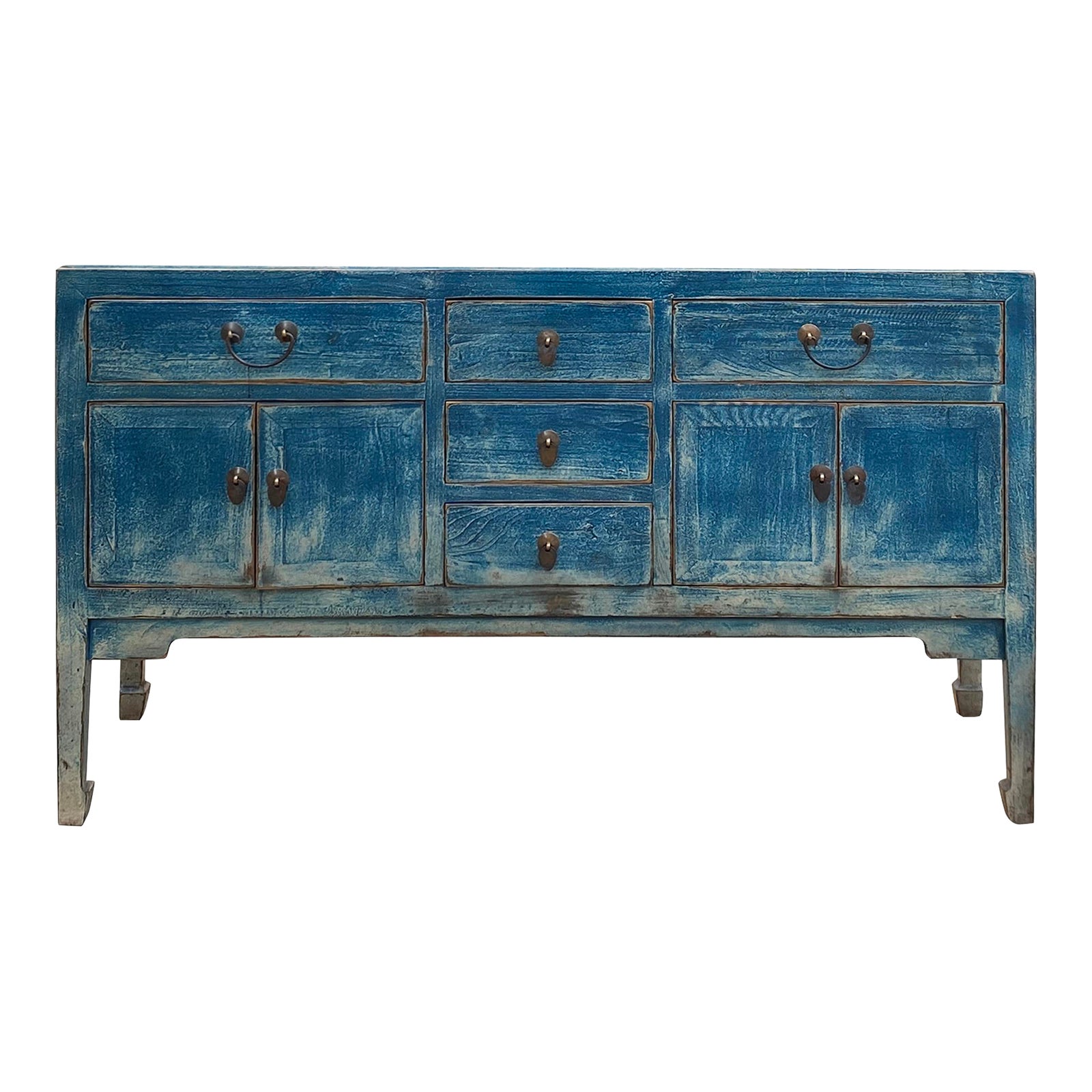 Distressed Teal Sailor Blue Tall Console Table Credenza Chairish