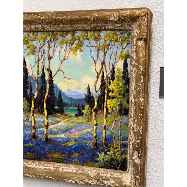 Late 20th Century Harry Leonard Lopp Lakeside Landscape Oil Painting, Vintage For Sale - Image 5 of 12