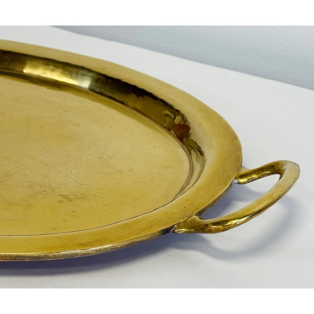 Vintage Large Oval Brass Handled Tray For Sale In Kansas City - Image 6 of 7