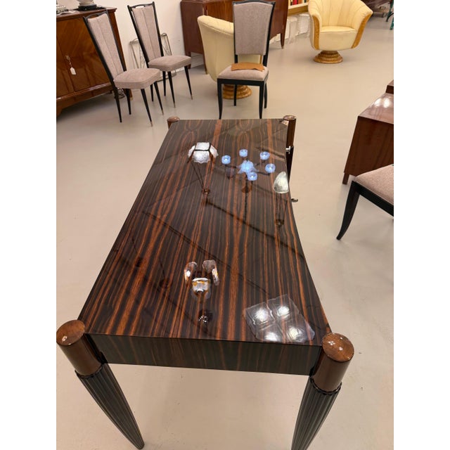 Brown French Art Deco Macassar Elegant Writing Desk For Sale - Image 8 of 18