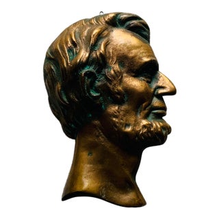 Mid 20th Century Cast Copper Abraham Lincoln Profile Wall Relief Plaque For Sale