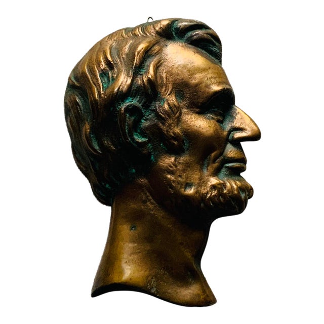 Mid 20th Century Cast Copper Abraham Lincoln Profile Wall Relief Plaque For Sale