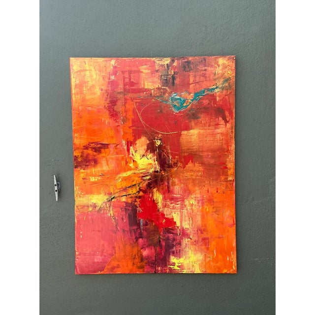Vintage Abstract Expressionist Oil Painting on Canvas For Sale - Image 4 of 12