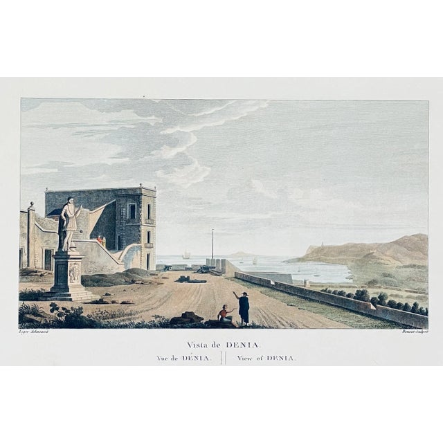 "View of Denia" from Alexander De Laborde's travelogue "Picturesque and historical journey of Spain." Hand colored...