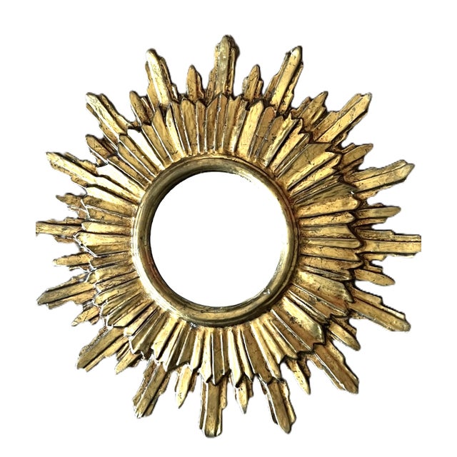 Vintage French Giltwood Sunburst Wall Mirror, 1950s For Sale - Image 4 of 11