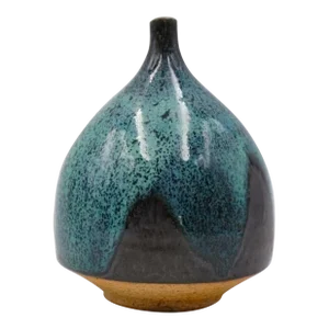 Vintage Mid 20th Century Joel Edwards Sculptural Blue Drip Glaze Vase