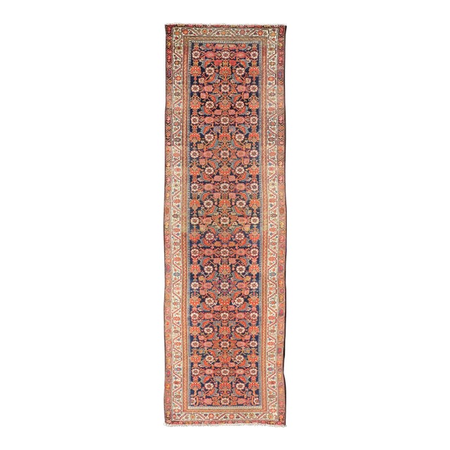 Hand Knotted Antique Malayer Runner With All-Over Herati Design For Sale