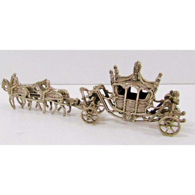 Metal 19th Century European 900 Silver 4 Horse Carriage With Soldiers and Trumpeters Figurine For Sale - Image 7 of 16