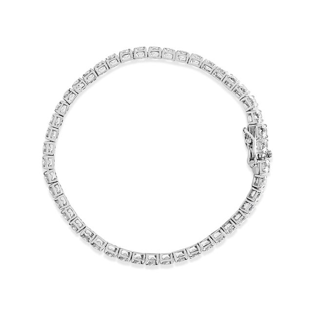 Contemporary 14K White Gold 1.00 Cttw Prong Set Lab Grown Round Diamond Classic Tennis Bracelet (F-G Color, VS2-S For Sale - Image 3 of 5