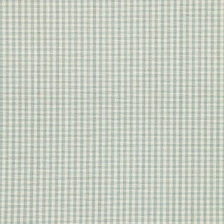 Schumacher Barnet Cotton Check Fabric in Aqua For Sale