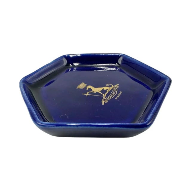 Mid-Century Modern Vintage Le Meurice Hotel Paris Cobalt Blue Ashtray Catchall Dish For Sale - Image 3 of 12