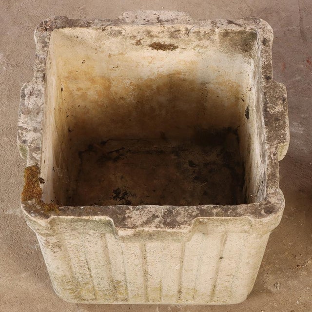 1950s 1950s Pair of 14" Square Ribbed Garden Planters For Sale - Image 5 of 6