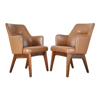 Pair of Mid-Century Modern Style Walnut Lounge Chairs For Sale