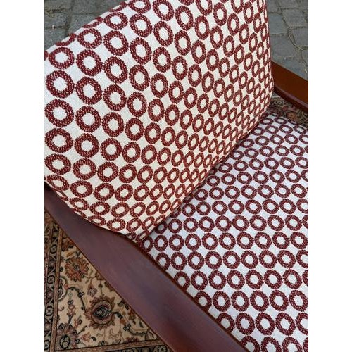 Mahogany Lounge Chair with Reddish-Brown Circular Pattern For Sale - Image 6 of 11