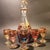 Baroque Venetian Bottle and Glasses in Glass with Gold Trim, Venice, Italy, 1950s, Set of 6 For Sale - Image 11 of 11