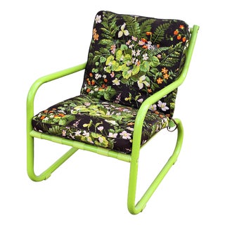 Vintage Garden Chair in Green Tubular Steel, 1980s For Sale