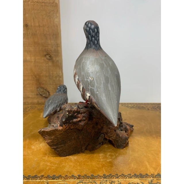 Vintage Carved Shorebird With Chicks on Burl Wood Base For Sale In Dallas - Image 6 of 6