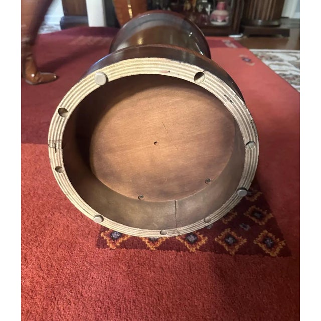 Victorian-Style Drum Pedestal Cabinet With Marble Inset Top For Sale - Image 10 of 10