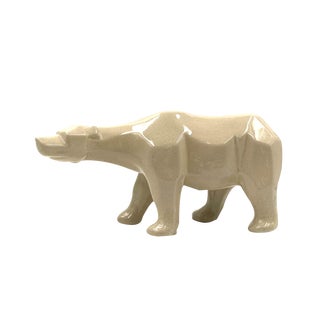 Art Deco Cubist Craquelé Polar Bear from L&V Ceram, France, 1970s For Sale