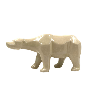 Art Deco Cubist Craquelé Polar Bear from L&V Ceram, France, 1970s
