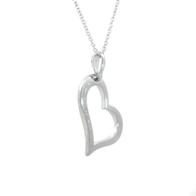 Late 20th Century Piaget Diamond Gold Heart Necklace 18k White Pave Set w/Chain For Sale - Image 5 of 9