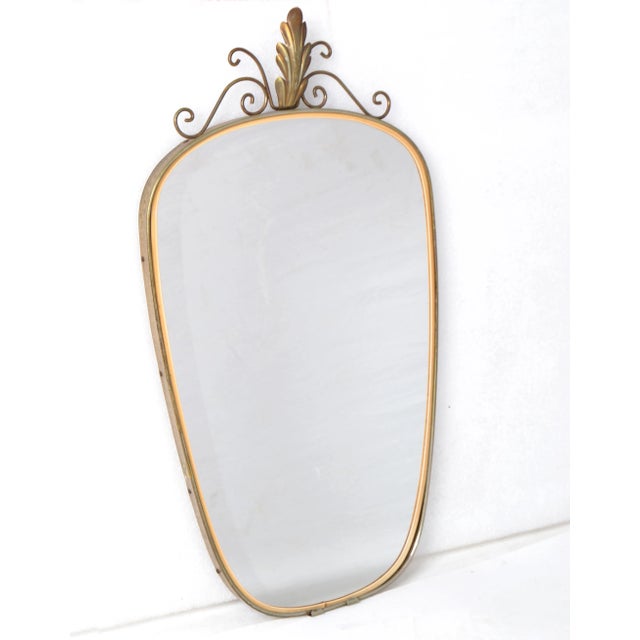 Brass Italian Mid-Century Modern Brass Shield Mirror For Sale - Image 8 of 10