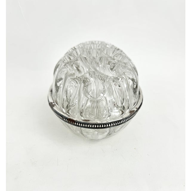 Vintage English Blown Glass & Silver Oval Flower Frog Centerpiece For Sale - Image 4 of 9