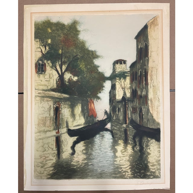 1920s Gabriel Antoine Barlangue Venice Cana Etching For Sale - Image 5 of 6