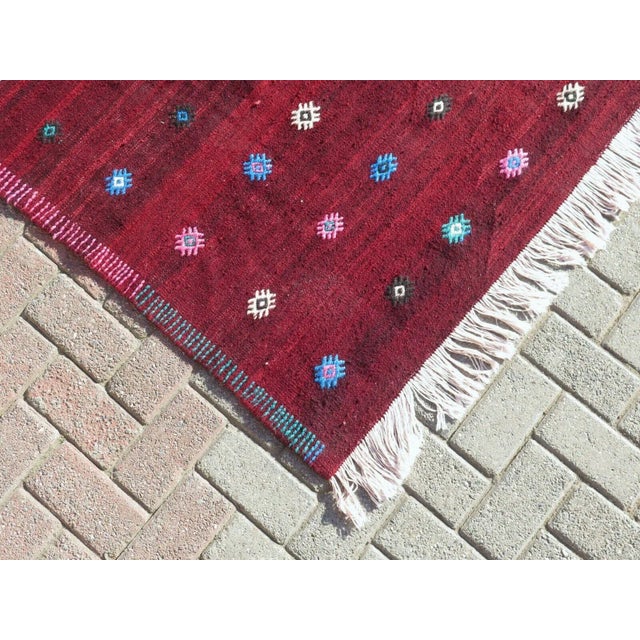 1960s Red Turkish Kilim Rug - 70"x148" For Sale - Image 9 of 12