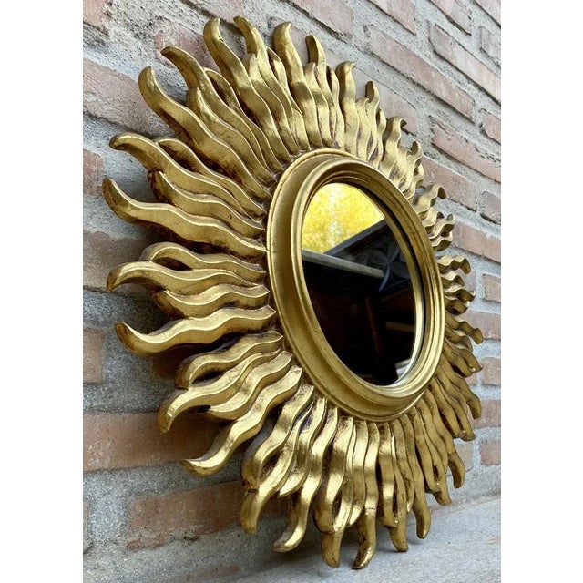 Mid-Century French Sunburst Mirror in Gold, 1950s For Sale - Image 4 of 12