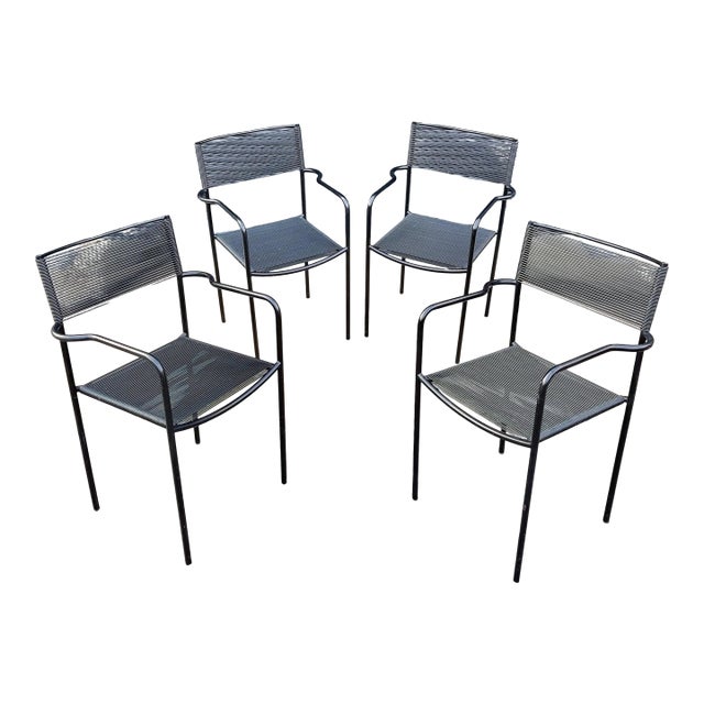 Vintage Italian Spaghetti Strap Armchairs Modèle 131 Attributed to Giandomenico Belotti for Alias, Set of 4 For Sale