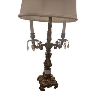 Mid 20th Century Grand 34" Mid‑Century Hollywood Regency Lamps, Ornate Metal, Rewired, Two‑ For Sale