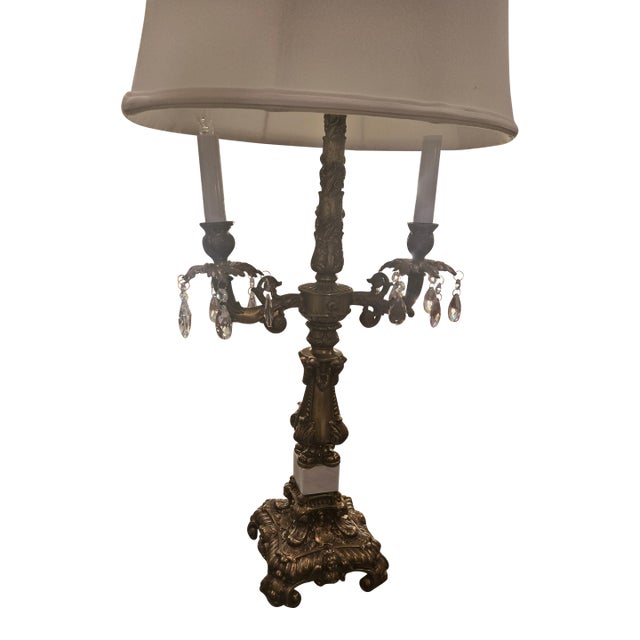 Mid 20th Century Grand 34" Mid‑Century Hollywood Regency Lamps, Ornate Metal, Rewired, Two‑ For Sale