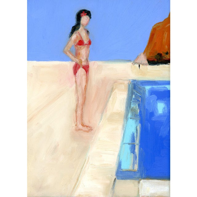 After David Hockney Abstract Poolside Beach Landscape Oil Painting by Alexandra Swistak For Sale - Image 4 of 11