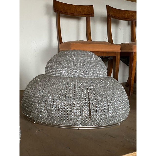 Large Antique French Chandelier Globe Basket With Glass Beads For Sale - Image 4 of 5