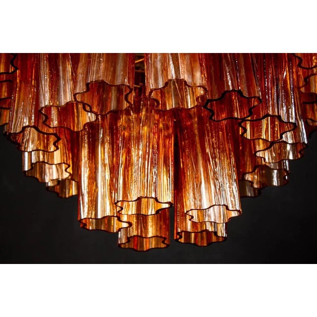 Glass Large Modern Gold Amber Color Murano Glass Chandelier or Flush Mount, 1970 For Sale - Image 7 of 13