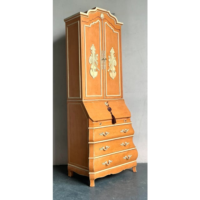 Vintage Regency Carved Detail Secretary Desk For Sale In West Palm - Image 6 of 9