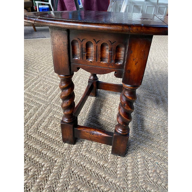 English Style Oak Drop Leaf Side Table For Sale - Image 4 of 13