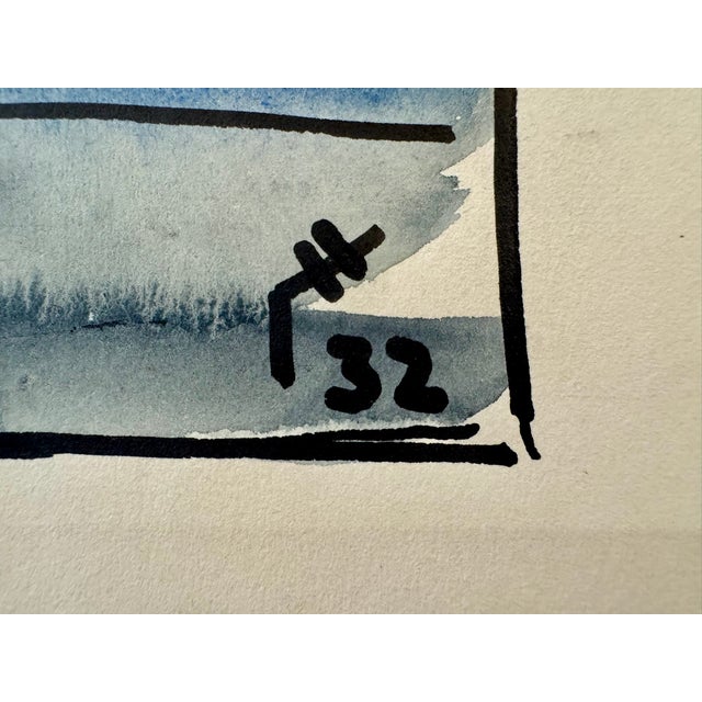Henry Emil Salloch Original Watercolor on Paper Expressionist Waterfront Village, 1932. For Sale - Image 4 of 6