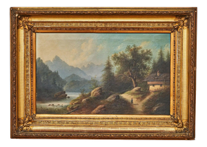 Edouard Boehm (18301890) Mountain Landscape with Cottage